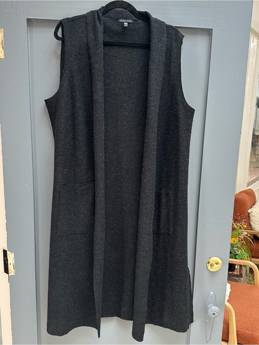 Eileen Fisher Merino Wool Sleeveless Long Duster Vest - Picture 2 of 10